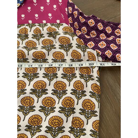 Maeve by Anthropologie The Paz Button Down Shirt Mixed Print Floral Colorful L - Picture 6 of 8